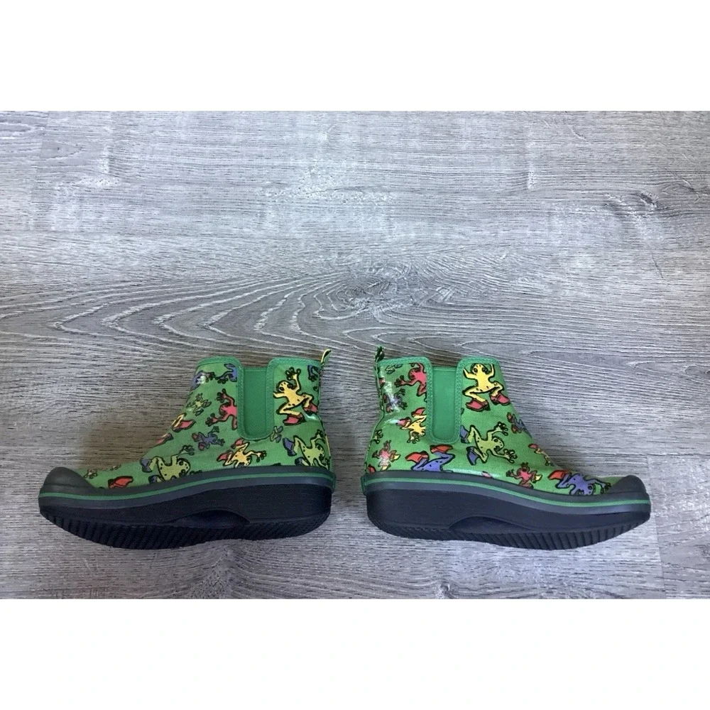 Dansko Vicki Vegan Kids Youth Size 3 EU 33 Green Rain Boots with Colorful Frogs
